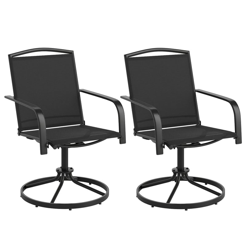 Zestaw 2 Obrotowych Krzeseł, do Jadalni z Podłokietnikami, Wysokim Oparciem i Siedziskiem z Siatki, Kołysaniem do Przodu/Do Tyłu, Nośność 150 kg