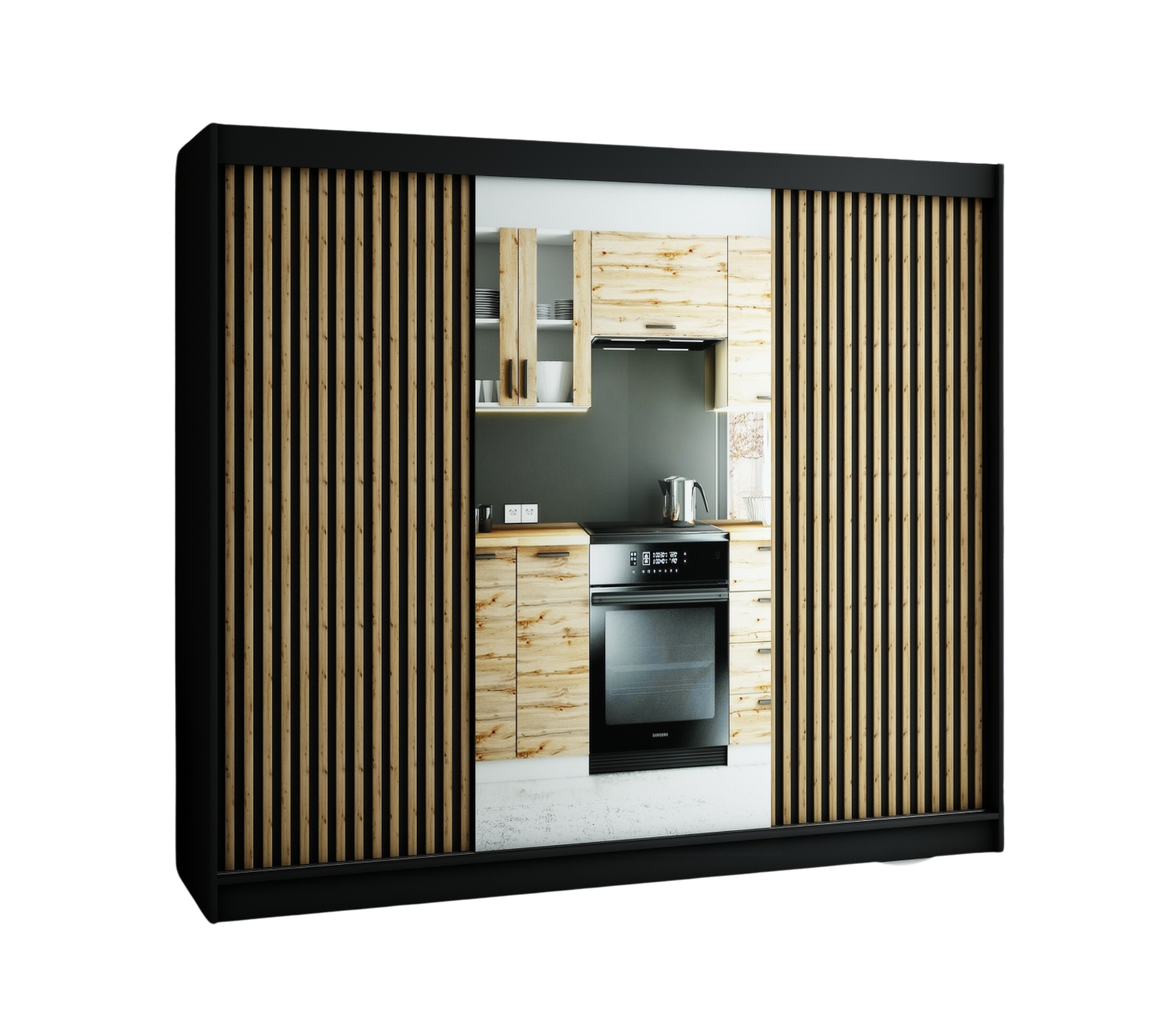 Szafa przesuwna garderoba LAMELO 2 250 x 62 x 200 cm Czarny - Abiks Meble