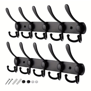 2 Appendiabiti Da Parete In Acciaio Inox Per Accappatoi Asciugamani Cappelli Autoadesivi 3 Ganci 99003666