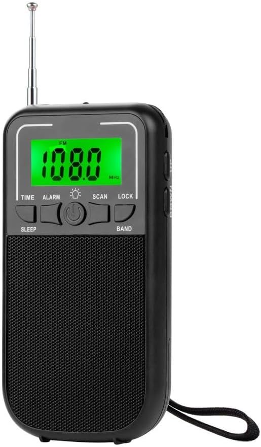 Przenośne radio kieszonkowe, mini radio z wyświetlaczem cyfrowym, odpowiednie dla rodzin i osób starszych, czarne