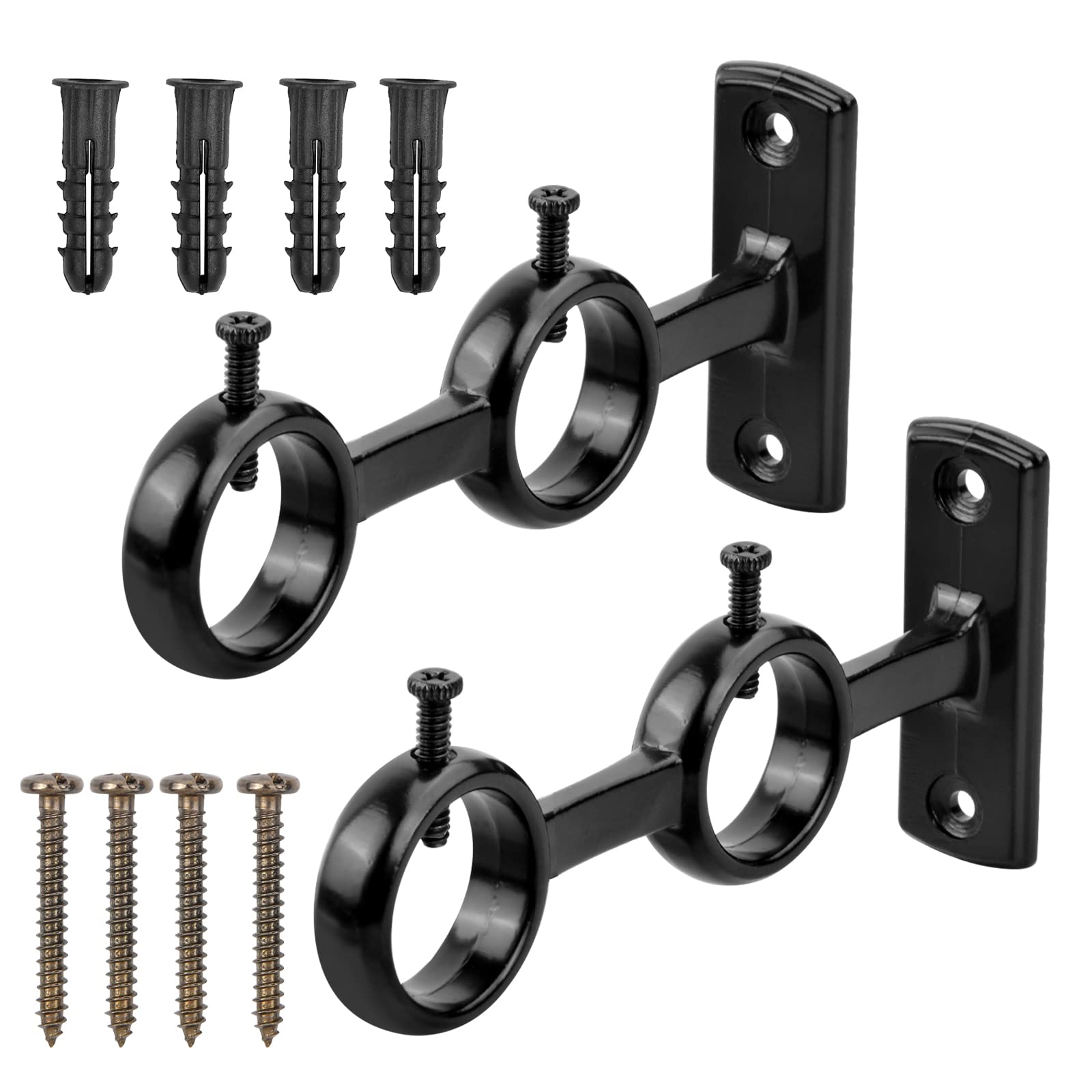 Supports De Tringle à Rideau Réglable Support De Barre De Rideau 20-28mm ( Noir) 2pcs