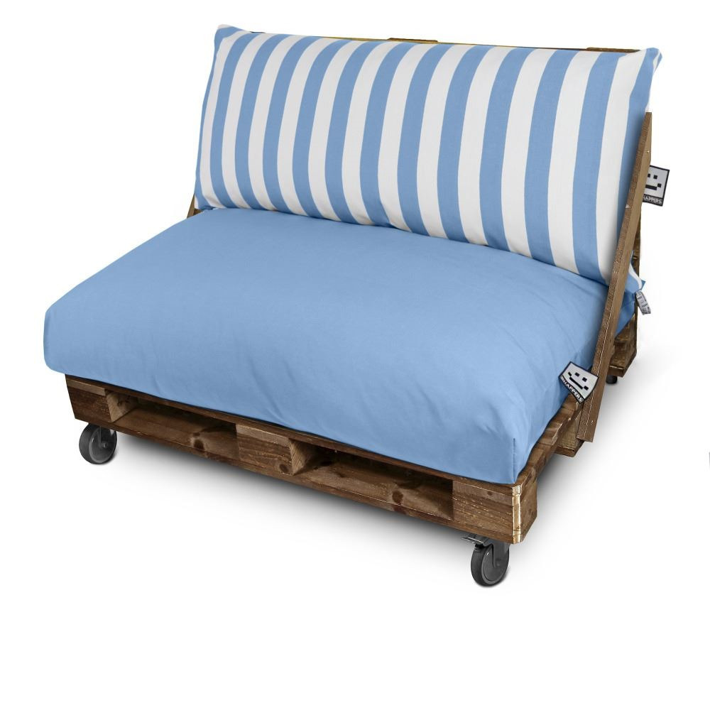 Cojín para palets toldotex azul cielo funda respaldo 120x45x25 (rayado) sin relleno