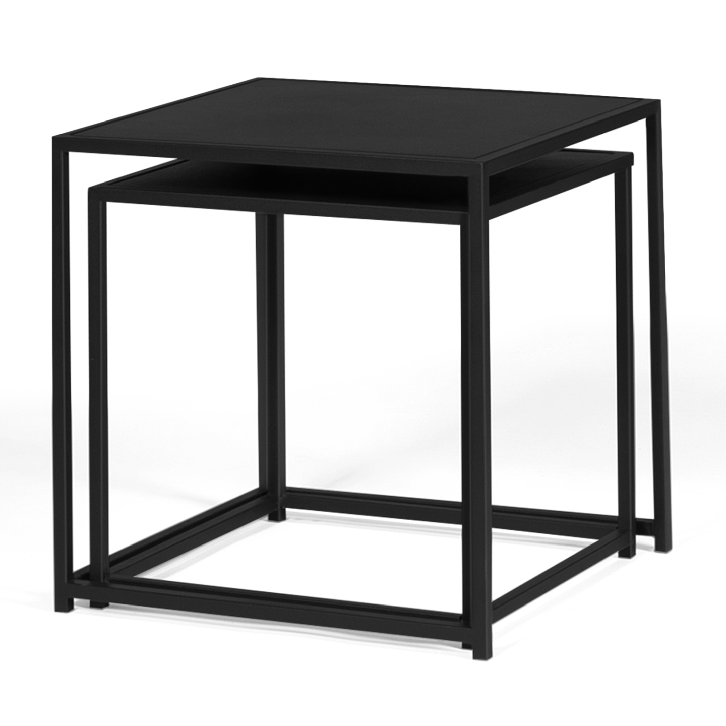 Lot de 2 tables basses gigognes DAVIS 40/45 en métal noir mat design industriel - 4