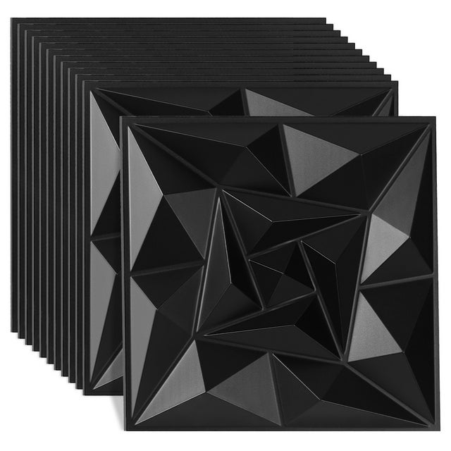 Panneaux muraux 3D , lot de 33, 30 x 30 cm, carreaux diamant minimalistes en PVC, couverture de 3,1 m², décoration d'intérieur pour plafond, chambre, salon et salle de jeux, noir mat | CA