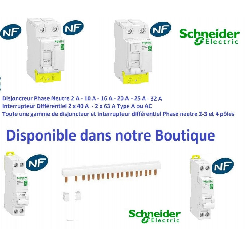 Peigne monobloc SCHNEIDER R9PXH210 1P+N 63A 10 modules avec cache-dents 5 modules Resi9 - 2
