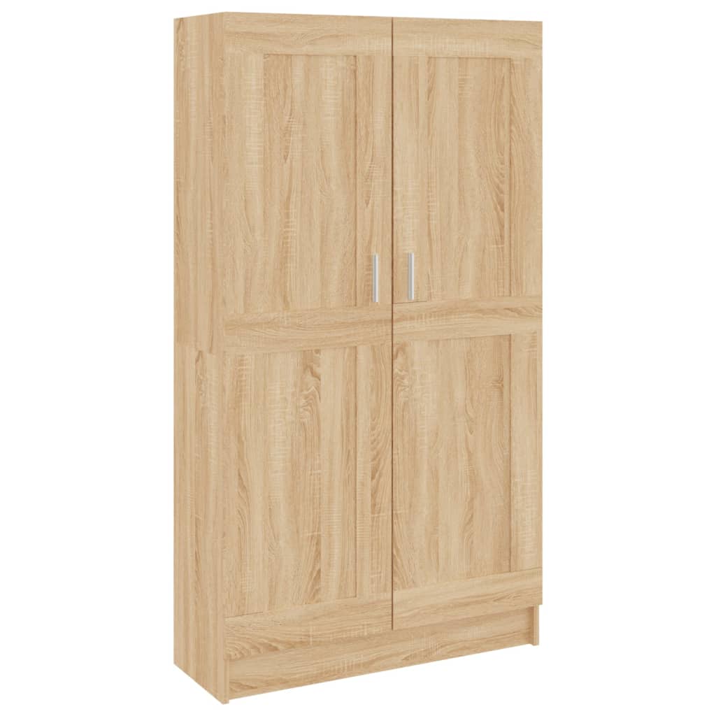 Libreria Armadio Homgoday Con 5 Scomparti E Doppia Porta - Rovere Sonoma 82,5x30,5x185,5 Cm - 6