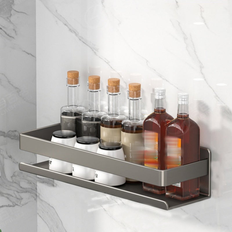 Stojak na przyprawy, wielopoziomowy stojak ścienny, stojak uniwersalny, bez wiercenia, wyjmowany, 40×10×5,5 cm