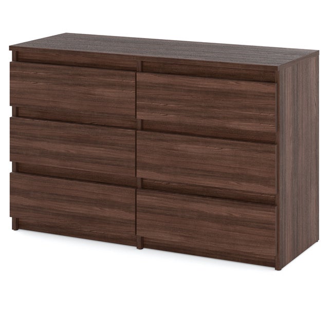 Komoda z 6 szufladami brązowa 100cm hugo szafka rtv dąb wenge młodzieżowa