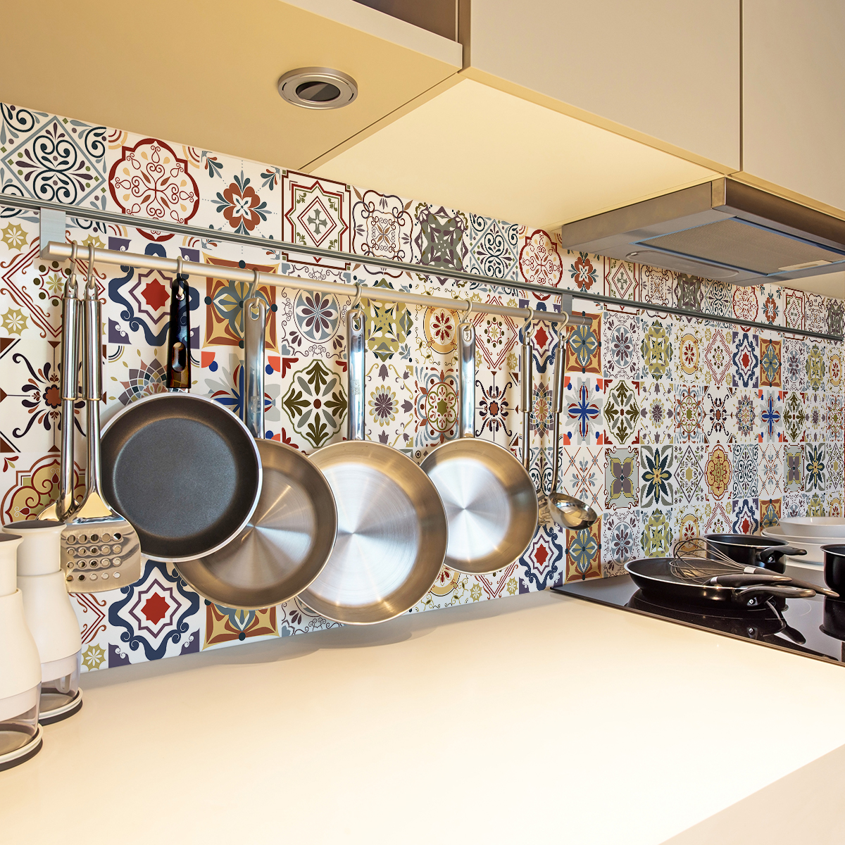 24 vinilos baldosas de cemento azulejos léona - adhesivo de pared - revestimiento sticker mural decorativo - 24stickers20x20cm