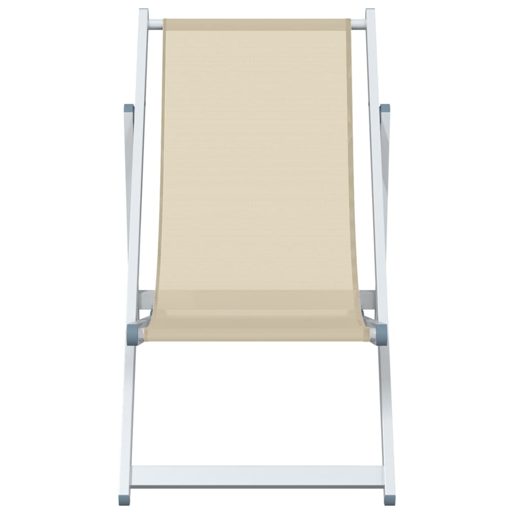 Chaises de plage pliantes 2 pcs crème aluminium et textilène - 4