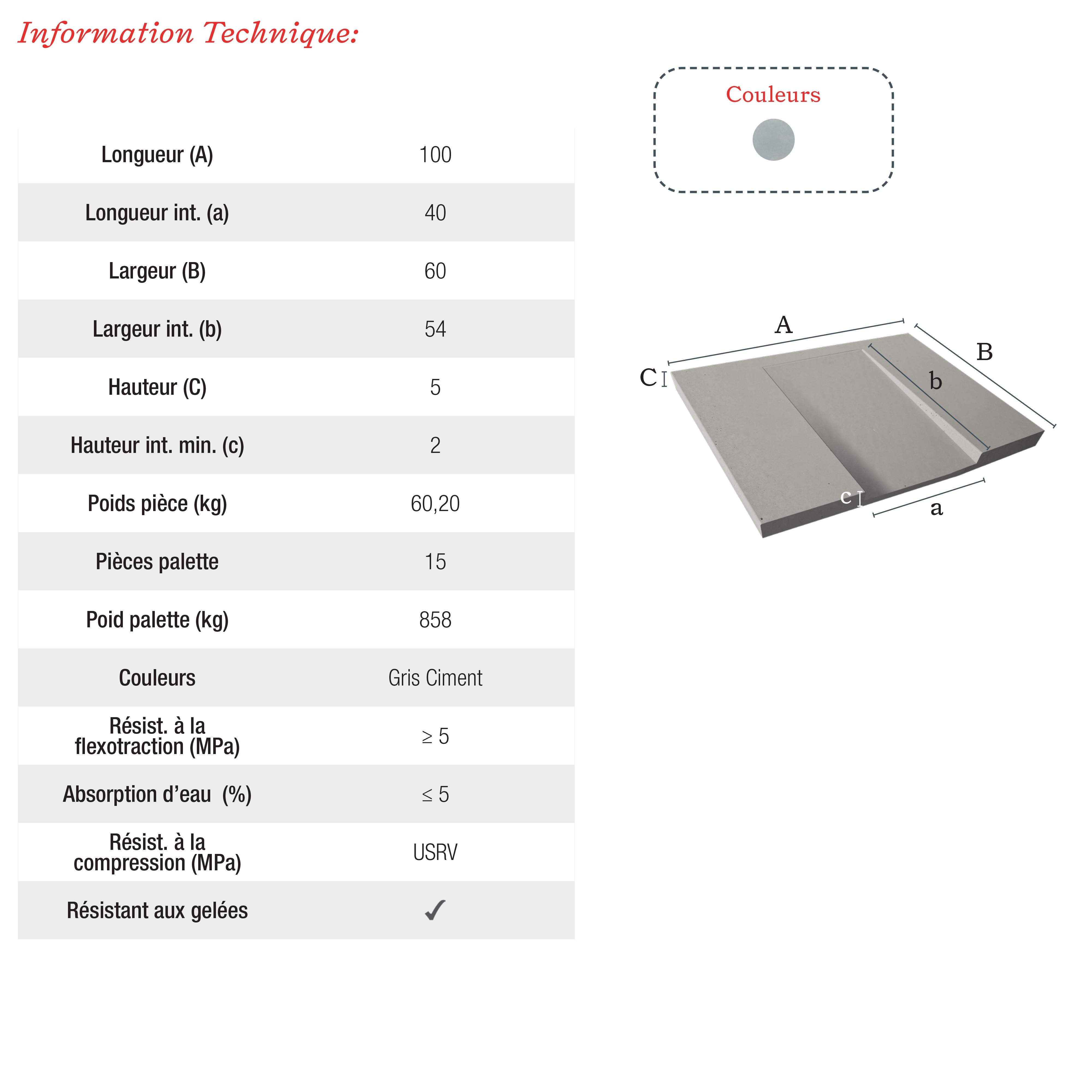 Dalle Béton pour Groupe Extérieur de Climatisation & PAC - Support Professionnel 60 × 100 cm - Conforme DTU 65.16 - 2