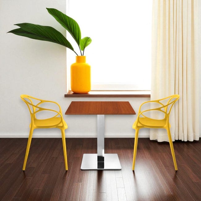 Tavolo Bistrot Quadrato Con Piede Centrale - Legno Massello Abete 80x80cm, Altezza 75cm - Foto 3