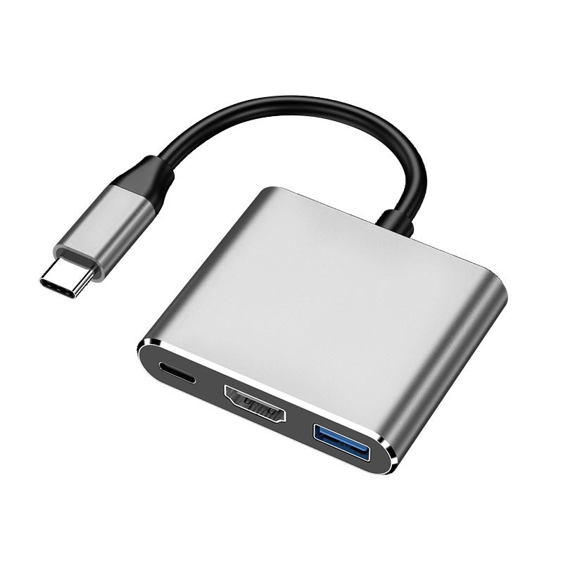 Adapter USB C do HDMI 3 w 1, Hub Type C do Konwertera HDMI 4K z Portem USB 3.0 i Portem Ładowania USB C Kompatybilny z MacBook Pro