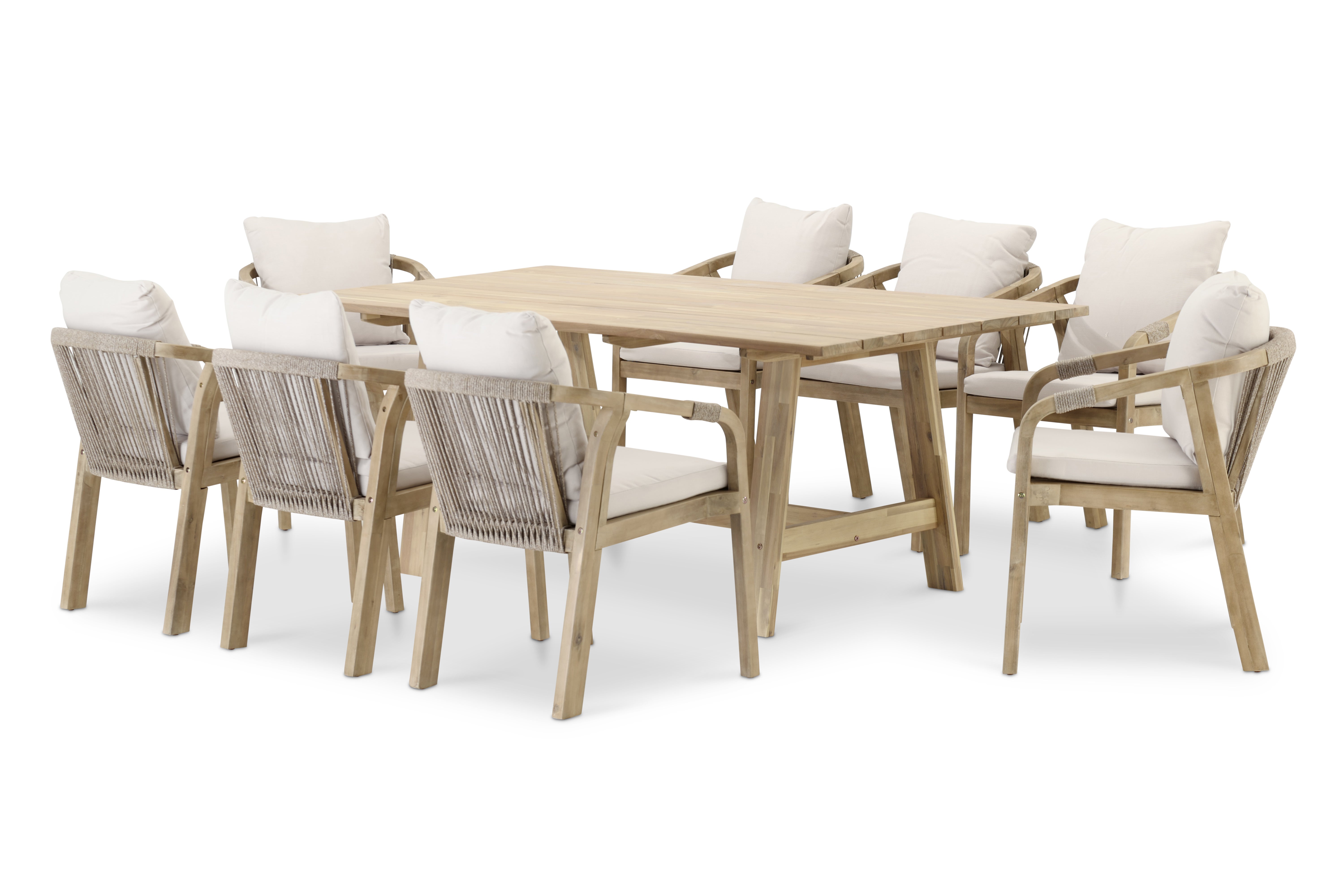 Conjunto Comedor Mesa De Madera Lamas Anchas Y Sillas Siena Java Light Leroy Merlin