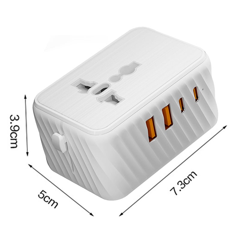 Adaptador de Viagem, Ficha de Conversão para Viagem, Adaptador Universal de Viagem, Branco, 2U+2C, 3,4A, 17W - 2