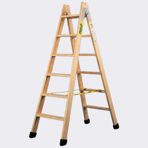 Ecalera de madera 6 escalones profesional en tijera y con doble subida