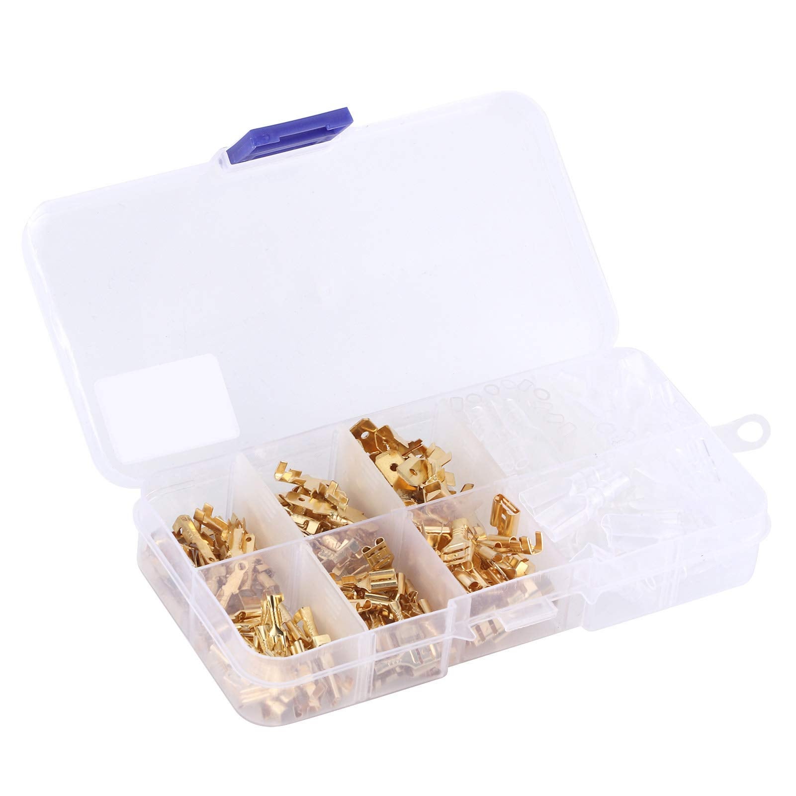 210 pezzi 2,8/4,8/6,3 mm connettori terminali per cavi elettrici maschio femmina isolati in oro - 4