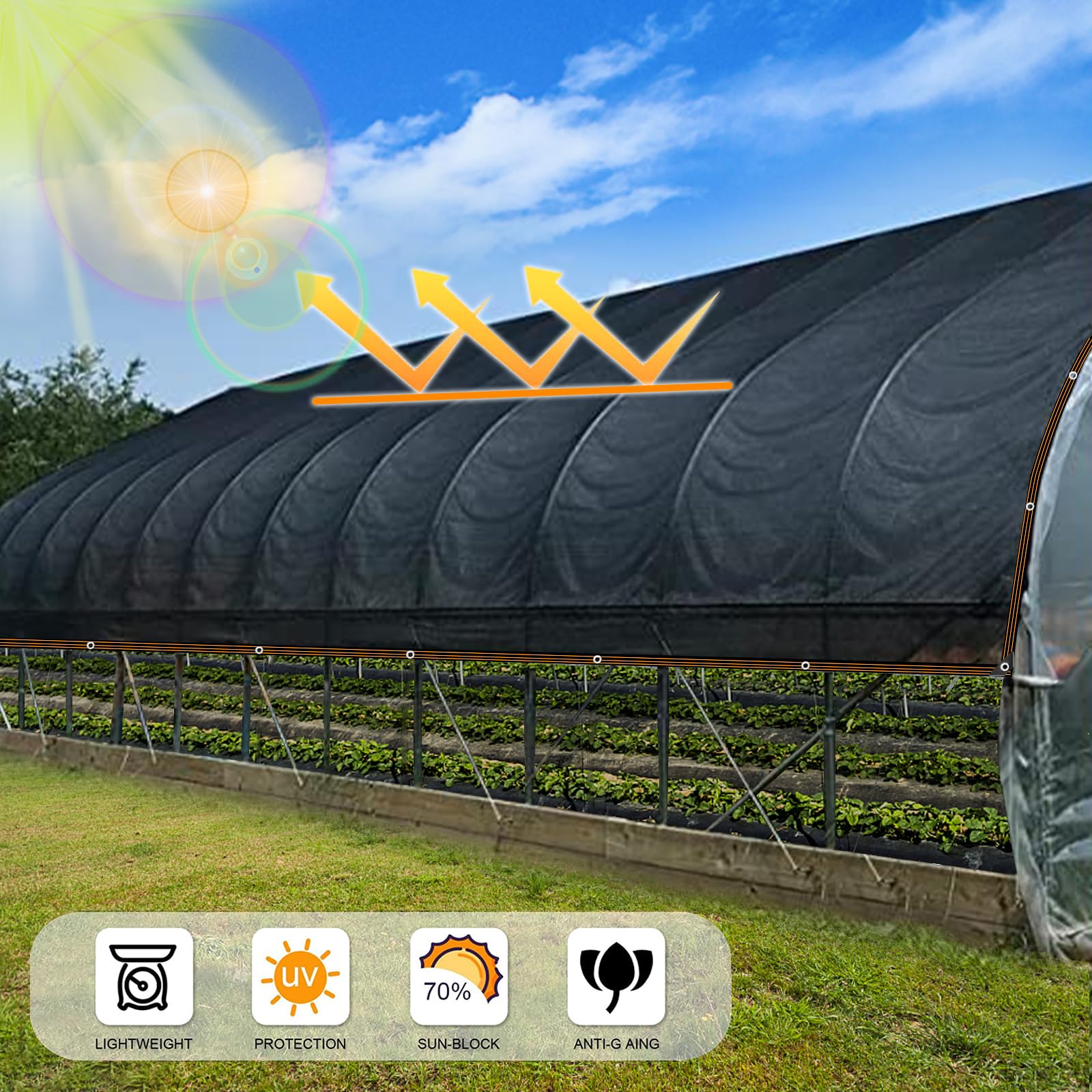 Filet d’ombrage extérieur 3×4 m,tissu 50% ombrage,protection UV pour pergola,terrasse,serre,poulailler et plantes,résistant et facile à installer - 7