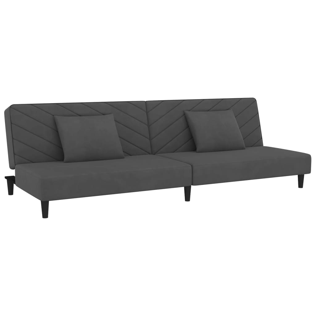 Sofá cama de 2 plazas moderno | cama para adulto con dos almohadas terciopelo gris oscuro cfw97784