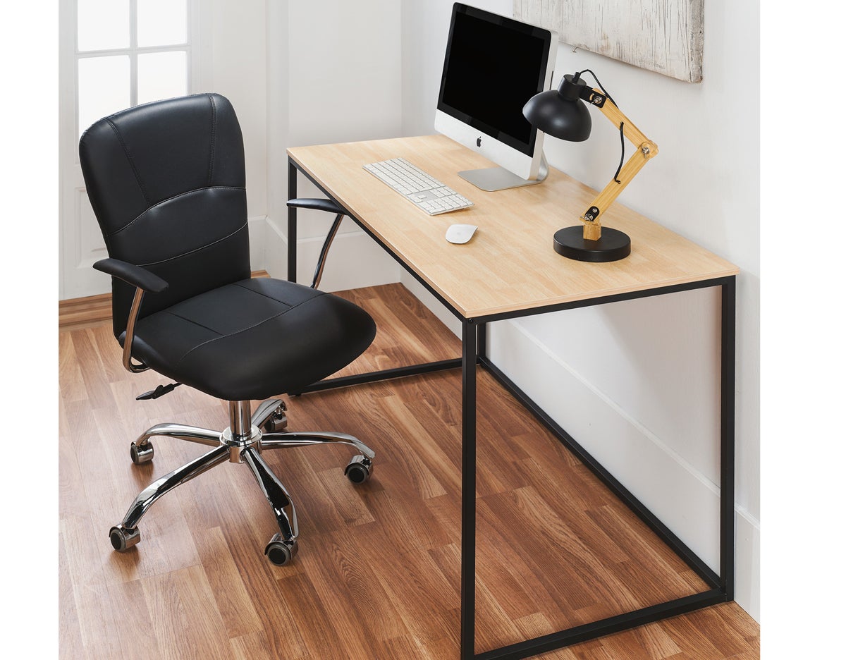 Table De Bureau En Bois Coloris Chêne Nordique / Noir - Longueur 120 X Profondeur 60 X Hauteur 75 Cm - 4