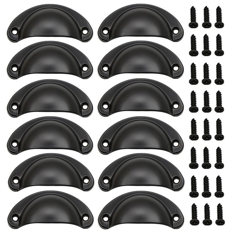 Maniglia Vintage In Metallo Nero Per Cassetti E Armadi – Con Vite Inclusa – 74x25x30 Mm
