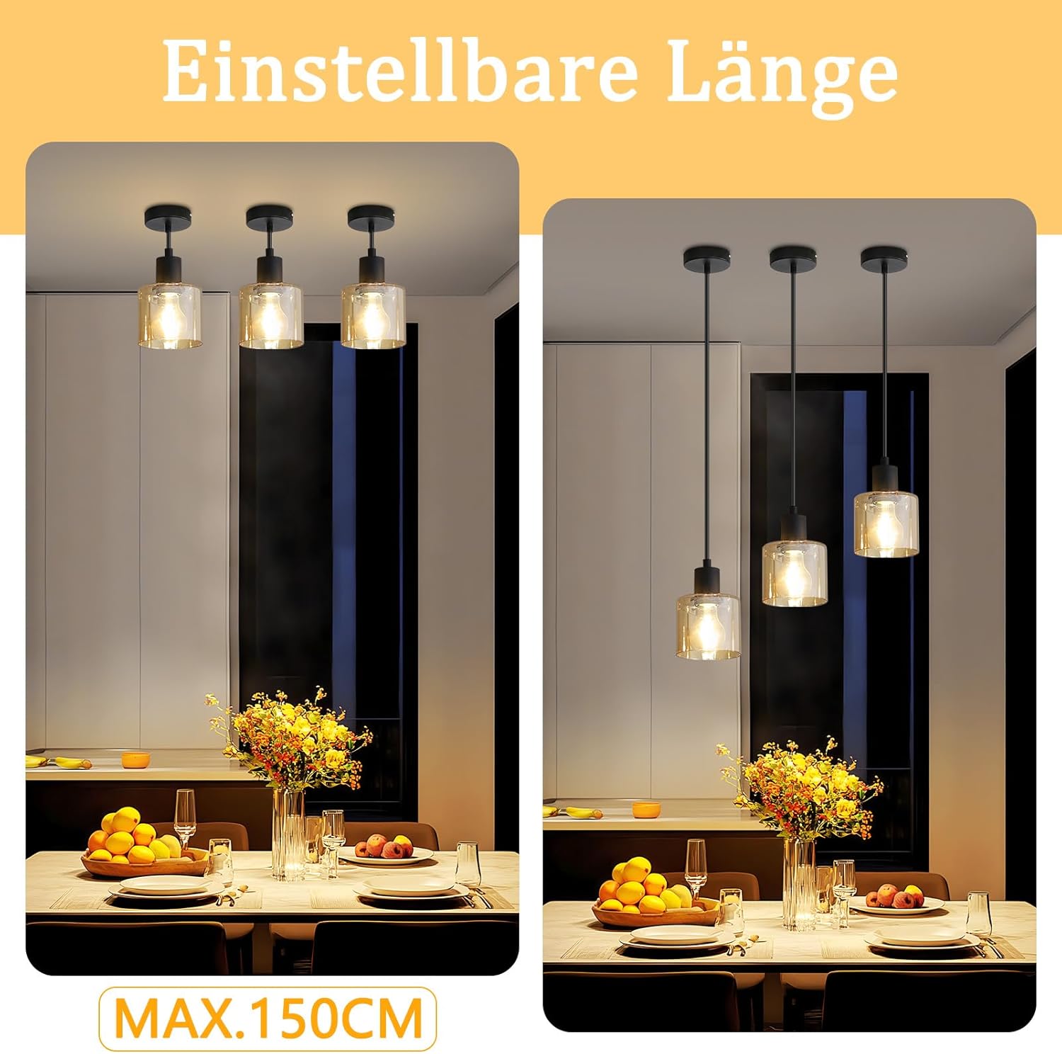 NETTLIFE Suspension table à manger lampe suspendue vintage suspension E27 suspension noire 1 ampoule rétro industriel - 5