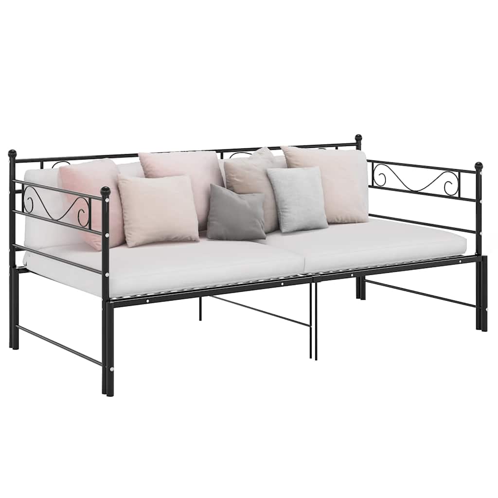 Sofa z wysuwaną ramą łóżka, czarna, metalowa, 90x200 cm vidaXL