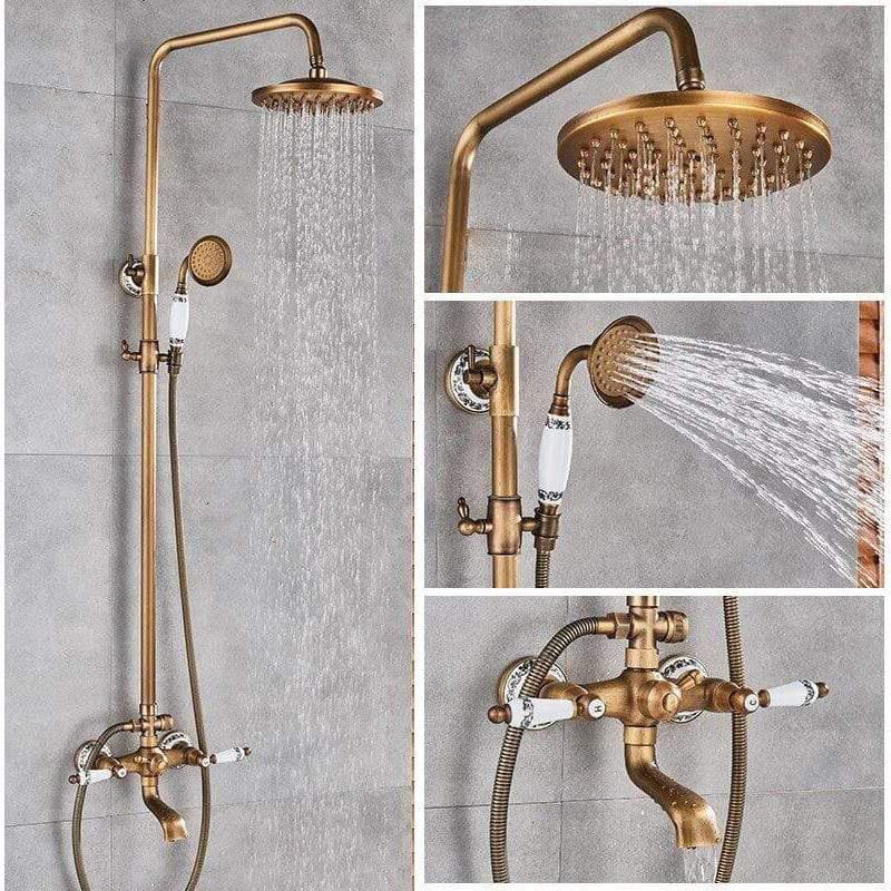 Valaz Ensemble de douche réglable jusqu'à 120 cm, baignoire au design rétro vintage - Série Mijares - 4