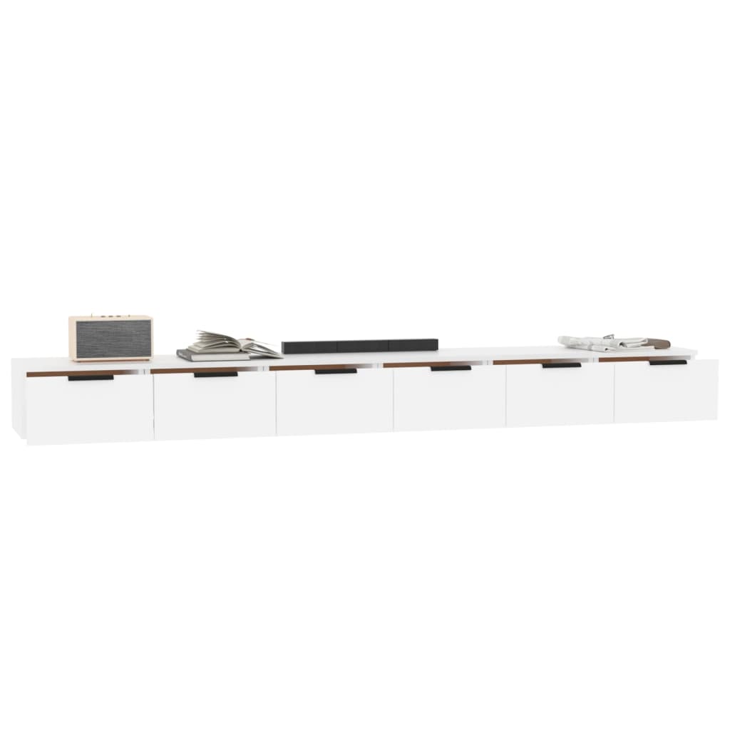 Maison Exclusive - Armarios de pared 2 uds madera contrachapada blanco 102x30x20cm - 4