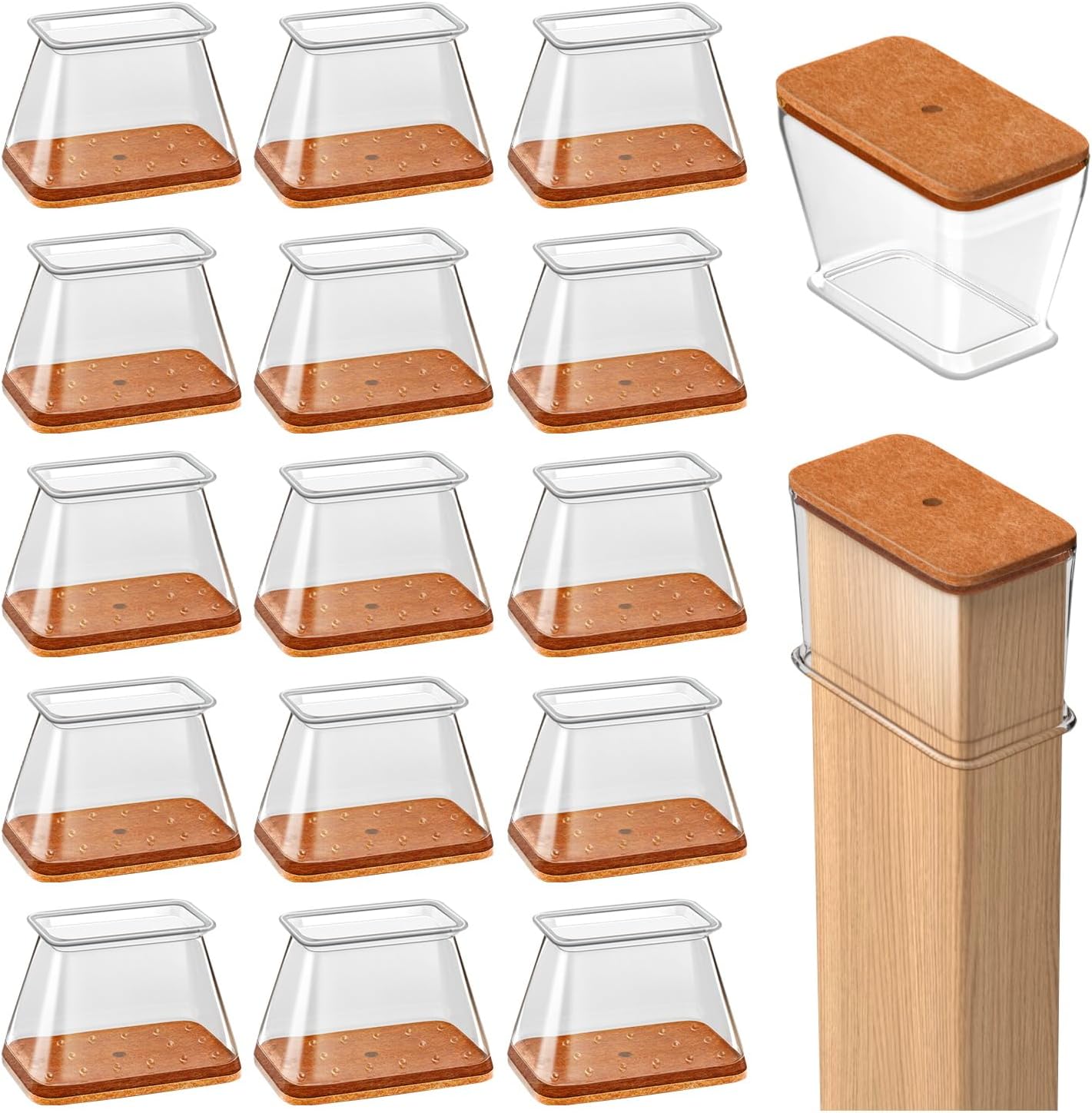 12 Embouts De Protection Pour Pieds De Chaise – Silicone Transparent Et Feutre – Adaptables 20–28 Mm X 30–39 Mm
