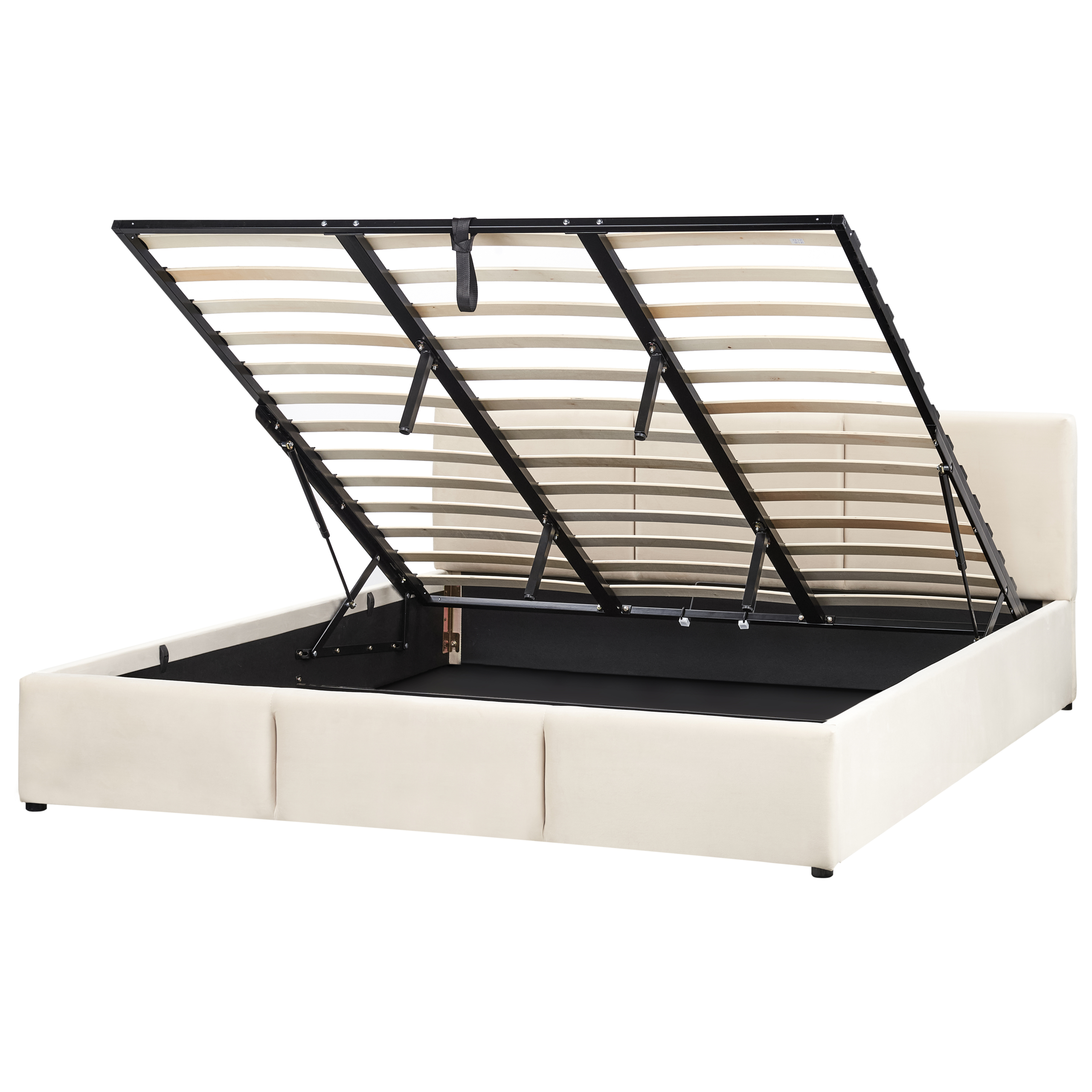 Beliani Cama Con Almacenaje Terciopelo Bousse 180 X 200 Cm Beige/Claro , Leroy Merlin