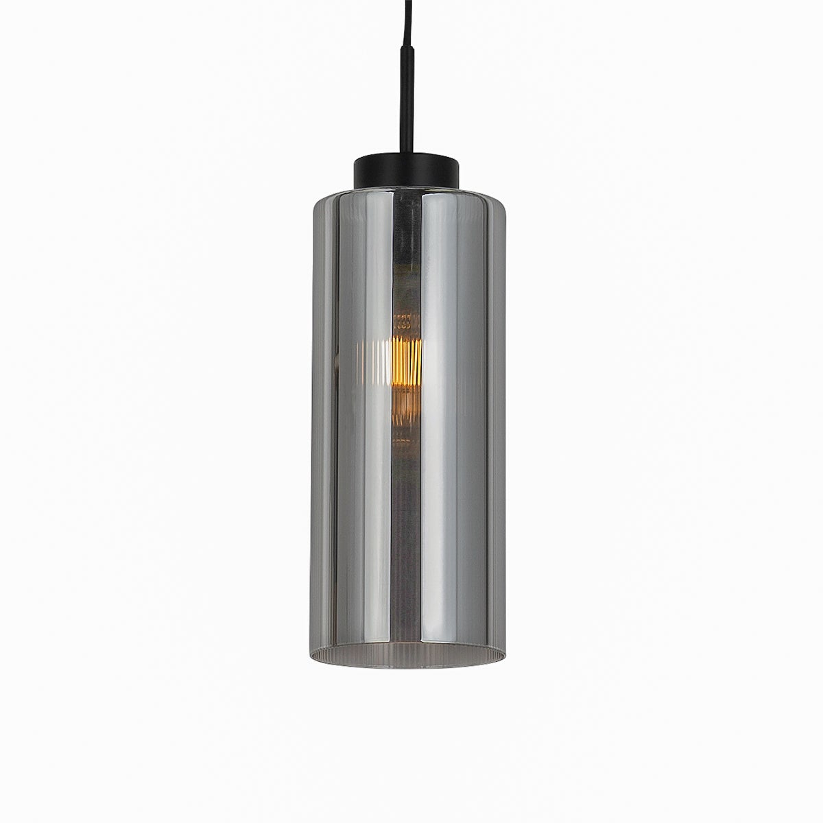 Lampa wisząca art deco czarna z przydymionym szkłem - Laura
