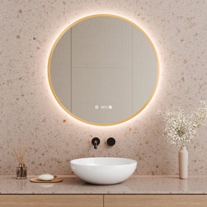 ZCFXIFGF Specchio da Bagno Ovale a LED, Specchio da Parete 40x80 cm, 50x90 cm, Specchio cosmetico Illuminato con Illuminazione dimmerabile a 3 Colori Funzione di Memoria Smart Switch Specchio per TR
