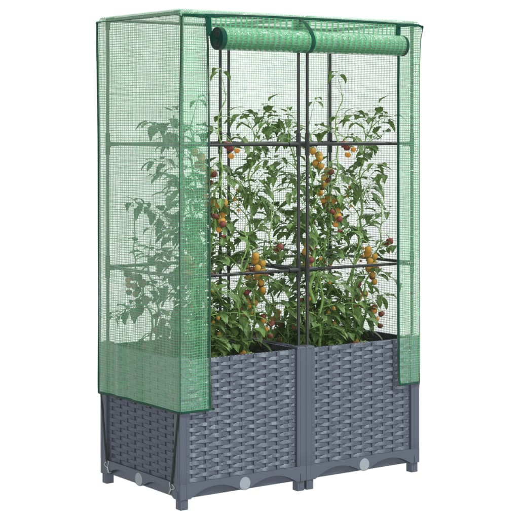Jardinière surélevée | Pot de Fleurs avec housse aspect rotin 80x40x138 cm CFW65213 - 2