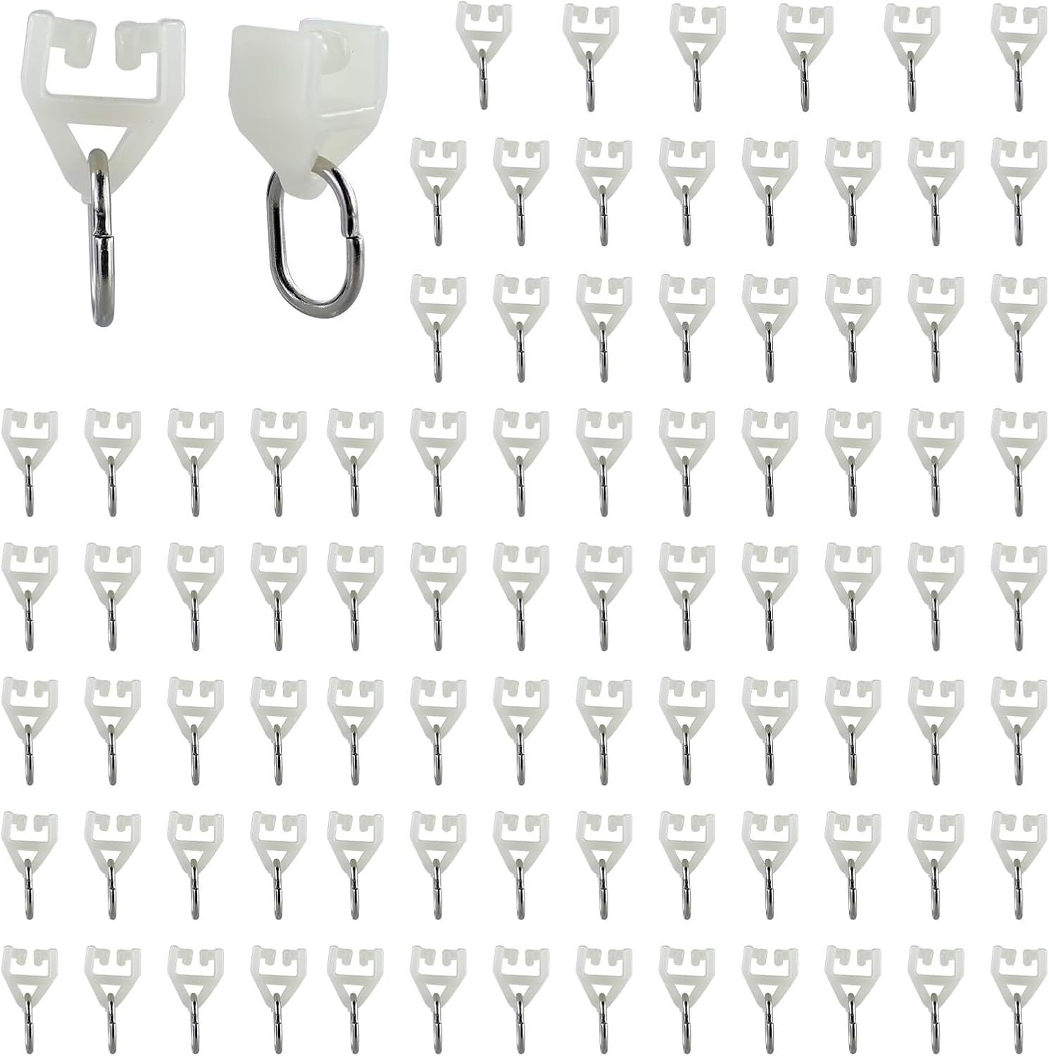 Zestaw 88 rolek do karniszy - Akcesoria do szyn T - Plastik - Szyna zewnętrzna - Haki do karniszy z systemem do karniszy, Plastikowy krążek do karnis