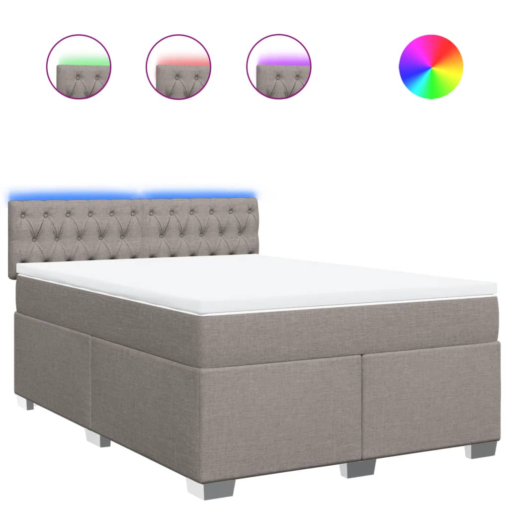 Lit boxspring avec matelas en tissu gris taupe 160x200 cm - COMFORTXL ...