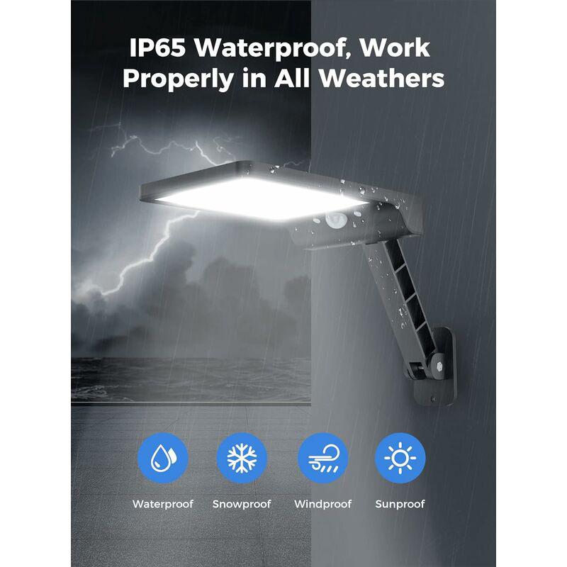 Lámpara solar para exteriores, luz LED con sensor de movimiento con 3 modos ajustables IP65, potentes farolas impermeables con control remoto - 3