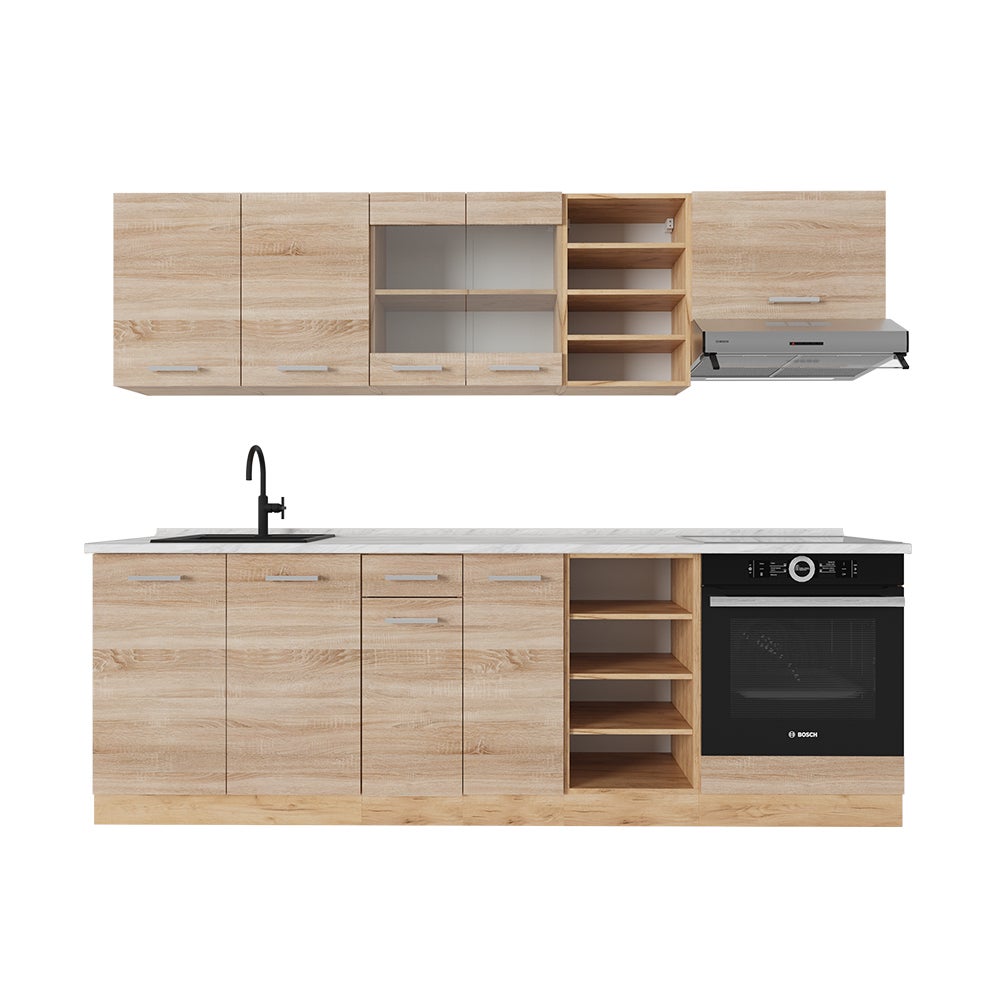 Vicco Zabudowa kuchenna R-Line, Dąb Sonoma/Goldkraft, 240 cm , BP Marmur