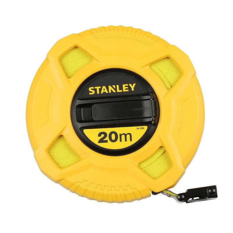 Miara taśmowa Stanley włókno szklane 20m żółta fluorescencyjna korbka
