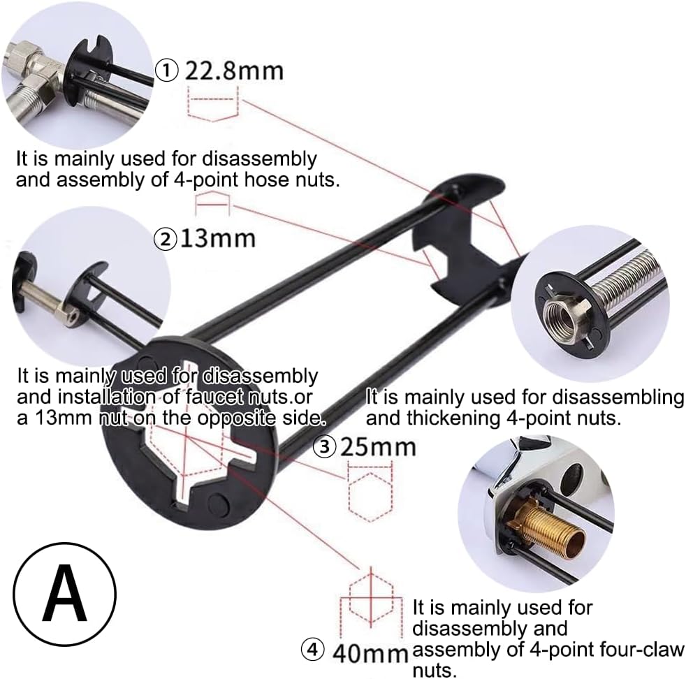 Lot de 2 clés de robinet - 7 tailles, multifonctionnelles - pour robinetterie de réparation d'évier, de salle de bain, de cuisine - 2