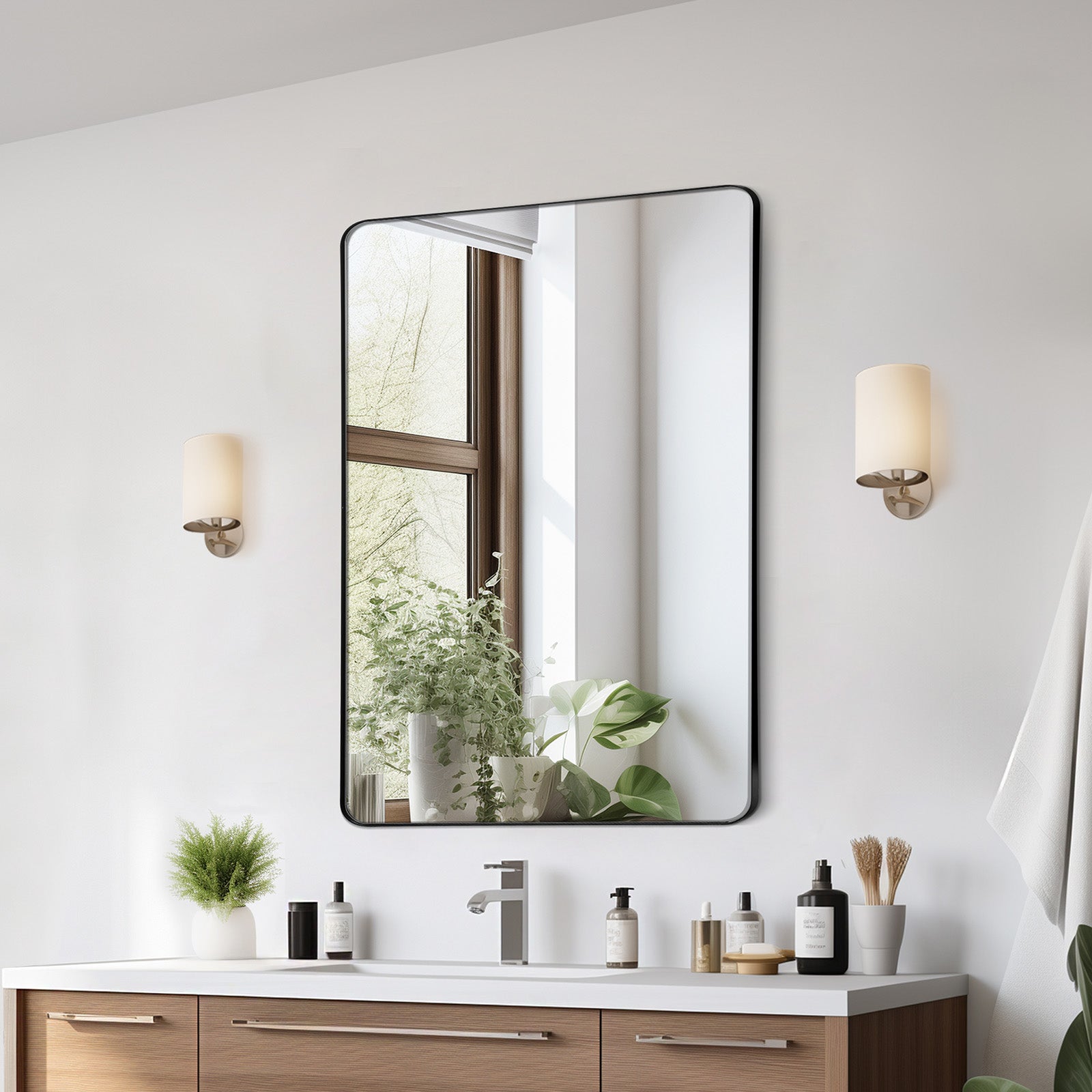 VEVRO Prostokątne lustro ścienne Lustro do makijażu 915x610x25mm Lustro łazienkowe VEVOR