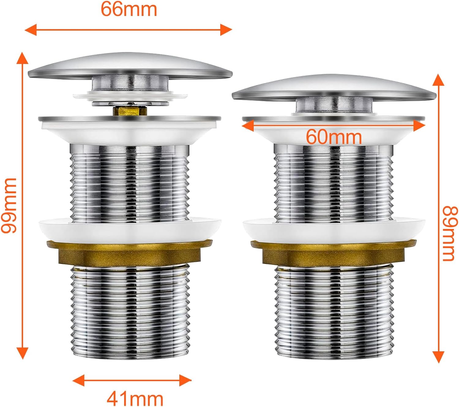 LZGS Go Swing Bands Bouchon Lavabo Universel Popup Acier Inoxydable Avec 2 Joints - 32/38mm