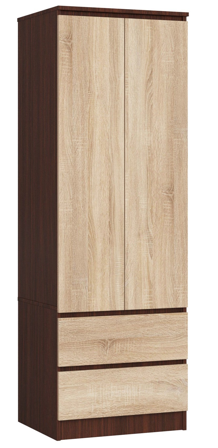 Szafa AKORD S60 Wenge 60 cm 2 drzwi 2 szuflady kolor Dąb Sonoma mat 1 półka 60x51x180 cm
