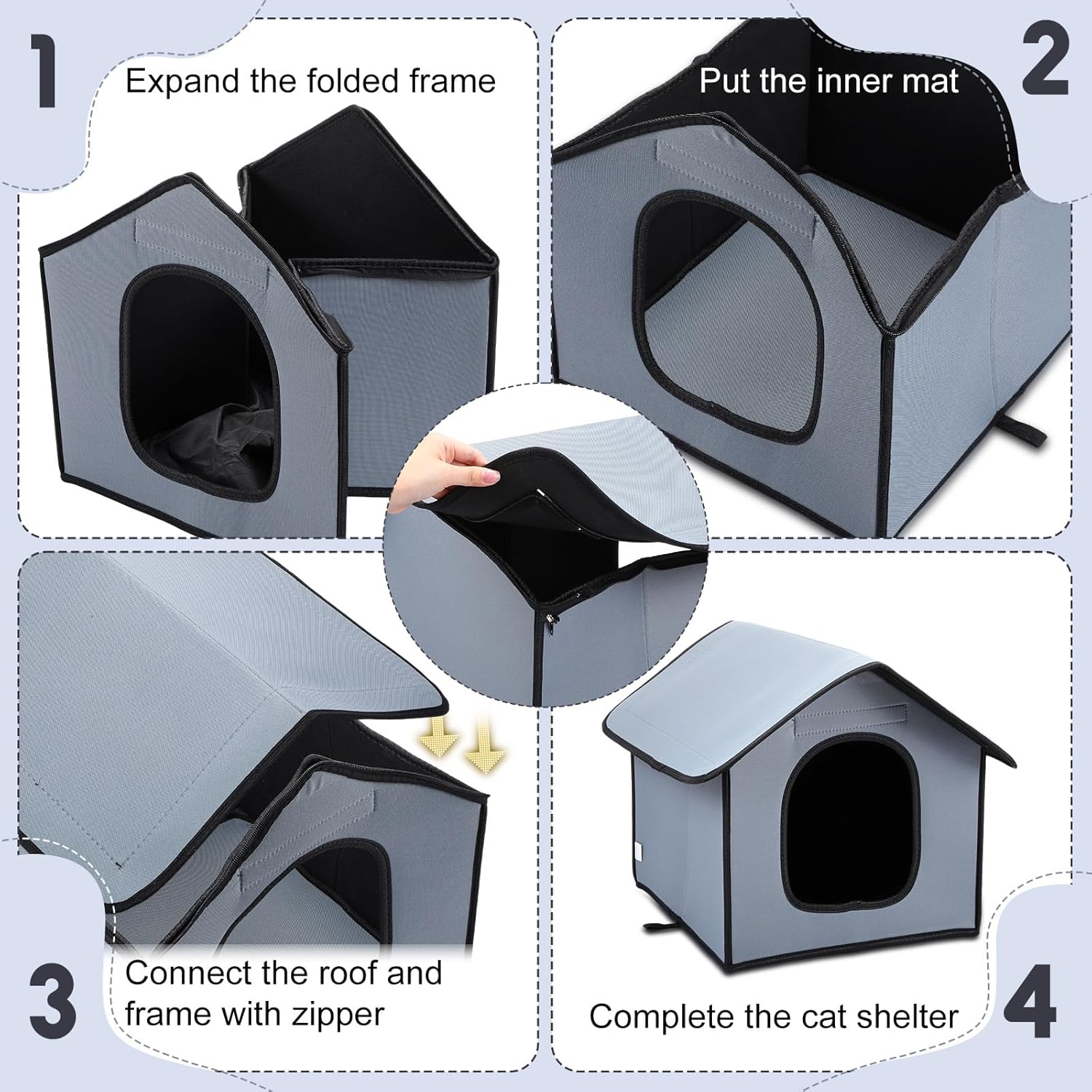 Chenil pour chat et niche pour chien, cage étanche pour animaux de compagnie, chenil pour chat errant, extérieur, maison étanche pour chat - 4