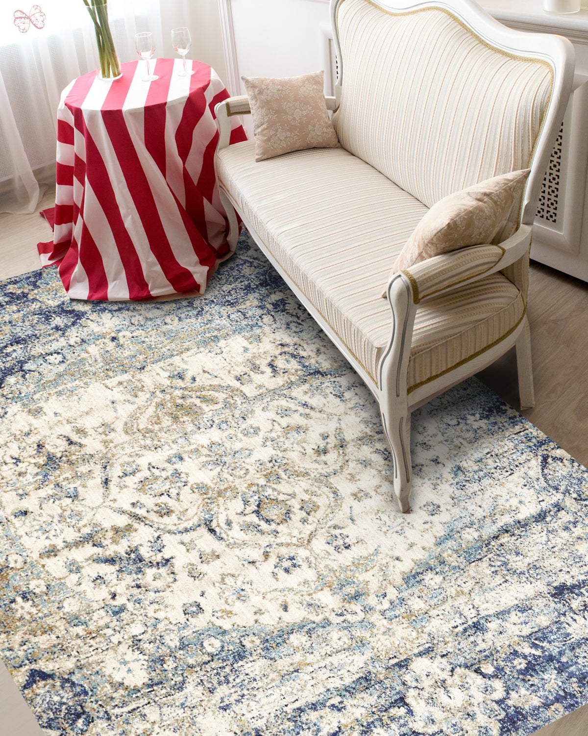Tapis antidérapant en vinyle, Medallón vintage 133x200 cm - PVC imprimé, lavable, ignifuge, pour le salon et la cuisine - 2