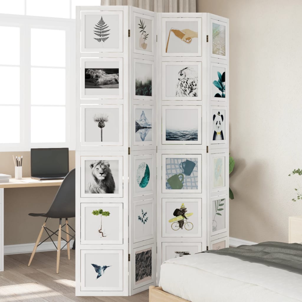 Panneau De Séparation De Pièce En Bois Massif Blanc 120 Cm - Installation Facile Sans Perçage - Pour Salon, Bureau, Intimité Et Décoration