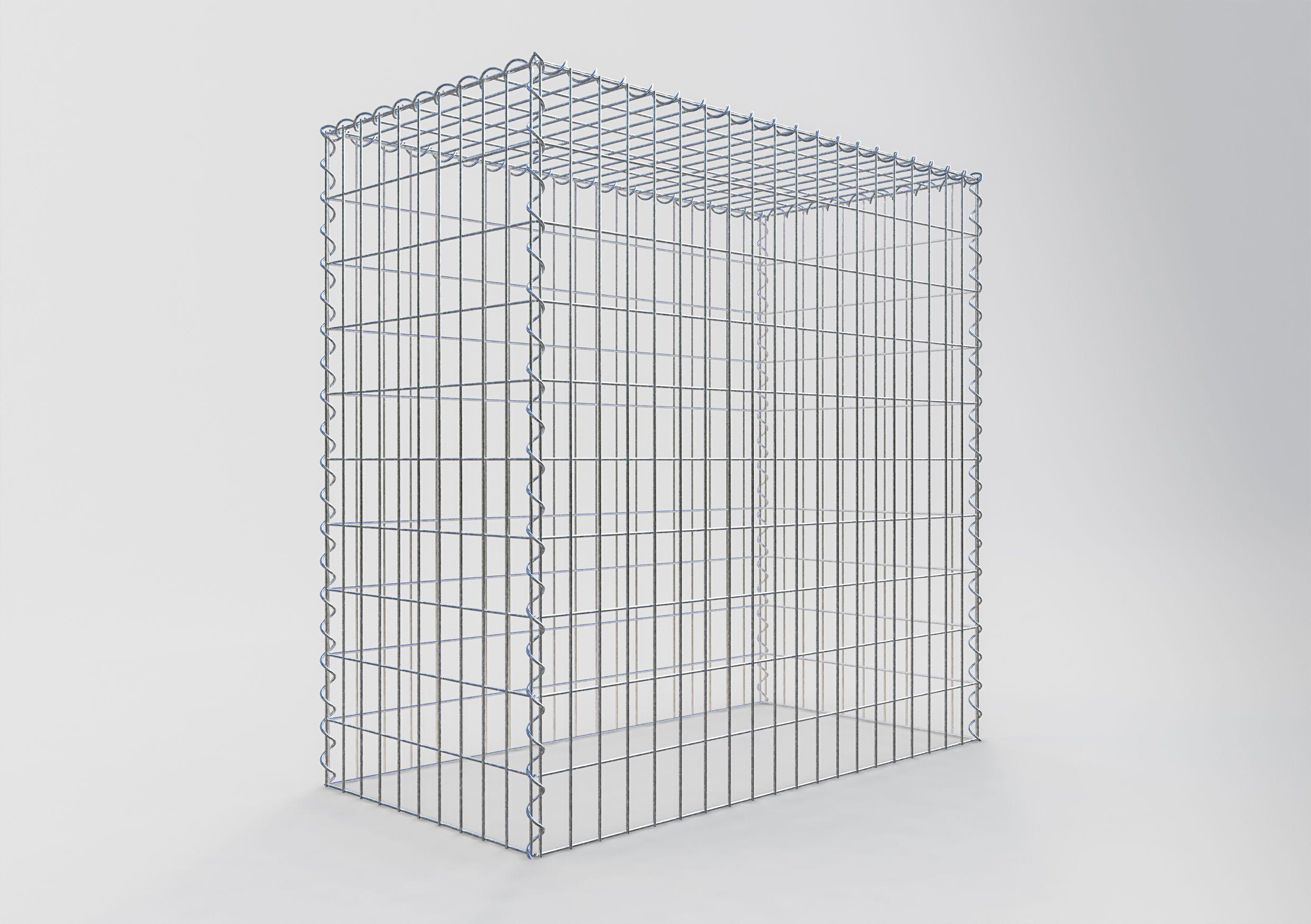 Gabiona - Gabbione per sovrapposizione in acciaio zincato 100x100x50cm (LxAxP), maglie 5 x 10cm, Spirale, senza griglia inferiore - 2