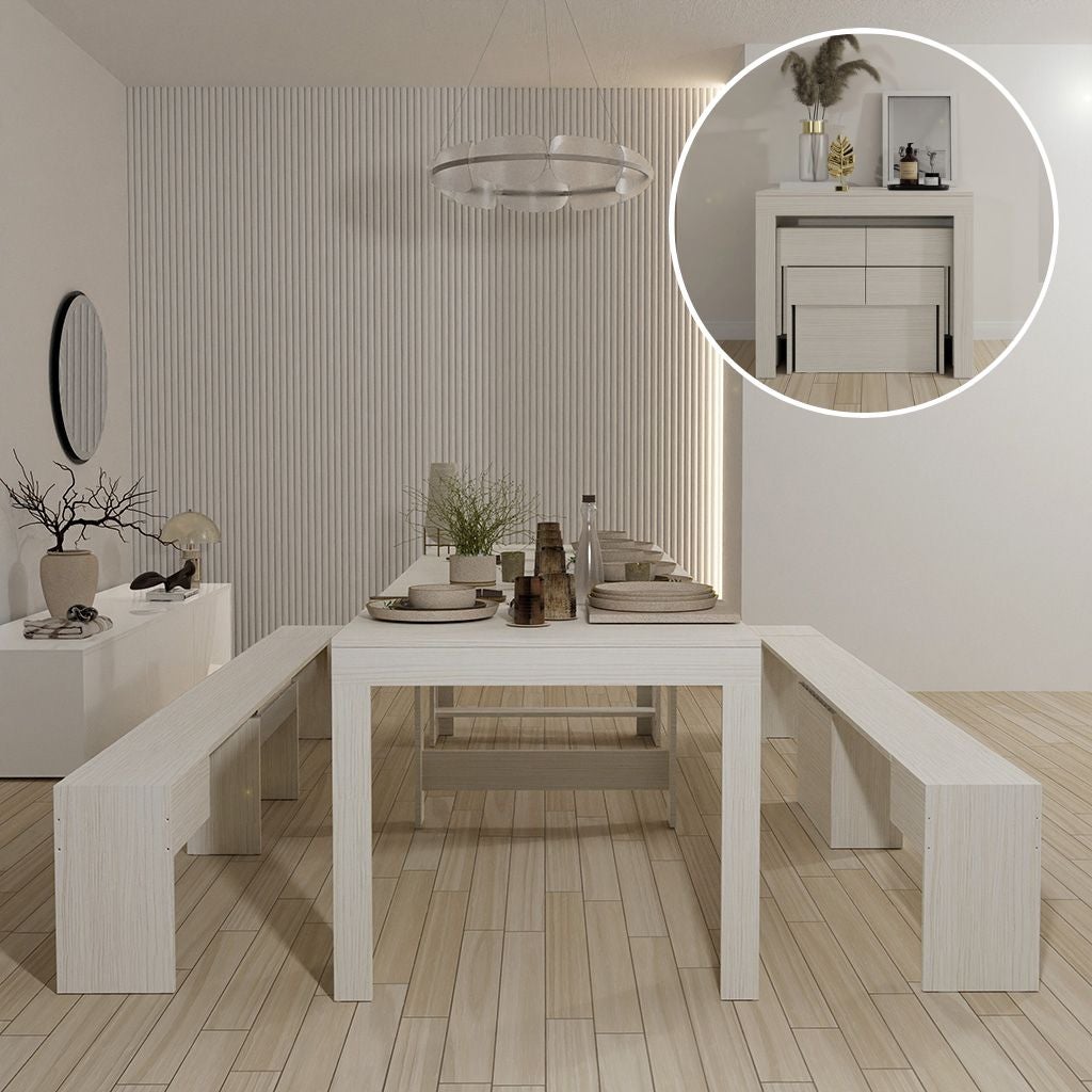 Tout en un ! Kit console avec 2 bancs avec support rallonge (ouverture ...
