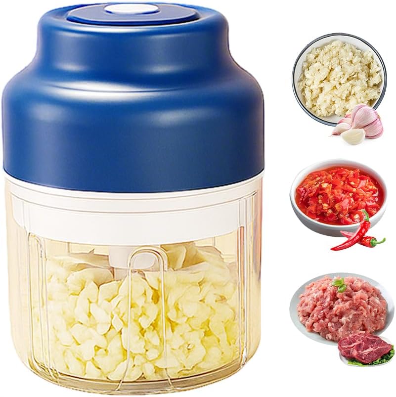 Mini hachoir à ail électrique, robot culinaire portable sans fil, mélangeur 250 ml Mini hachoir à ail pour ail, légumes, fruits, oignons, viande, salades, aliments pour bébés, condiments (Cyan 250ml Mini hachoir à ail électrique, robot culinaire portable sans fil, mélangeur 250 ml Mini hachoir à ail pour ail, légumes, fruits, oignons, viande, salades, aliments pour bébés, condiments (Cyan 250ml