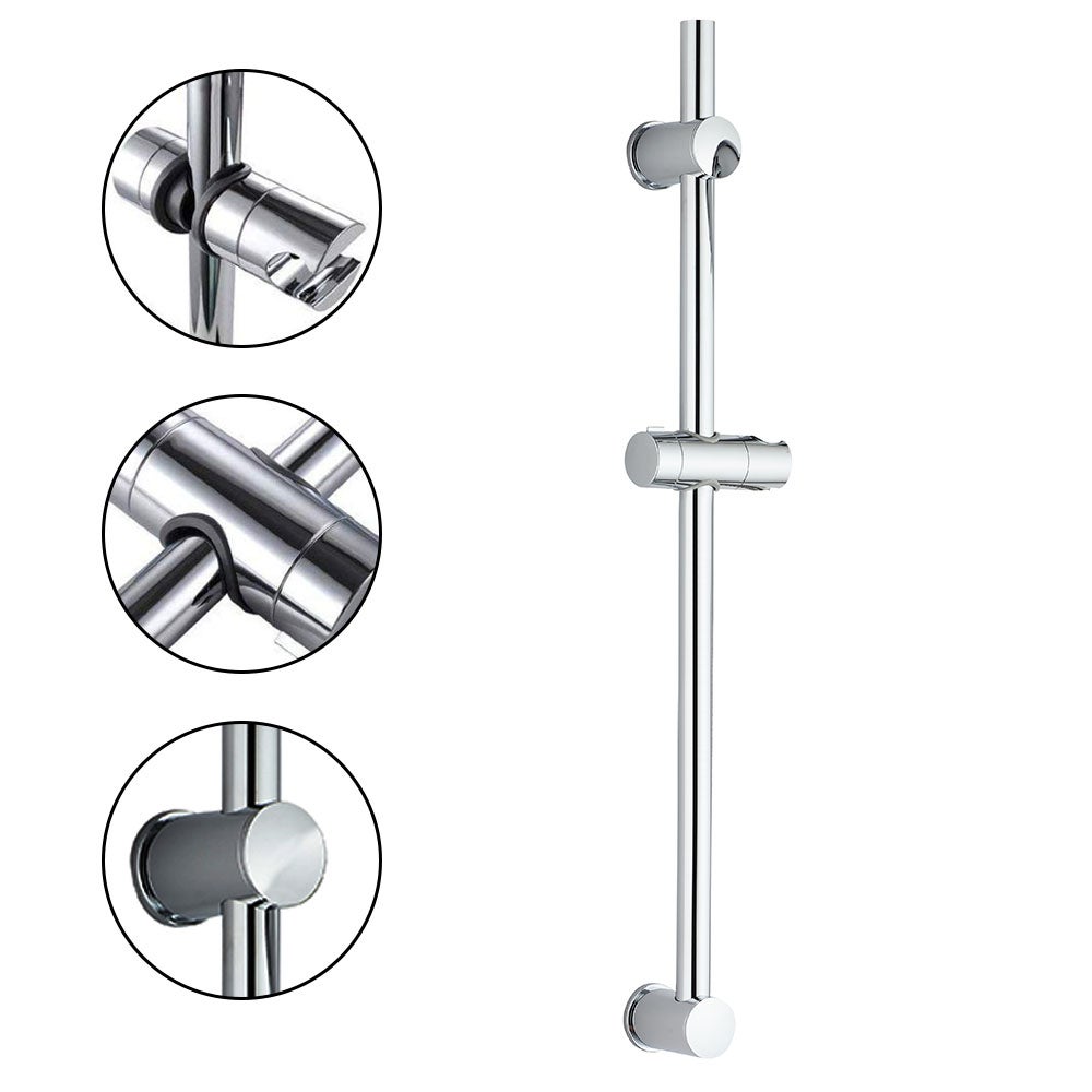 Kibath Barre de douche BARIN 65,5 cm finition laiton chromé - Barre de douche avec support réglable, installation universelle compatible avec les - 6